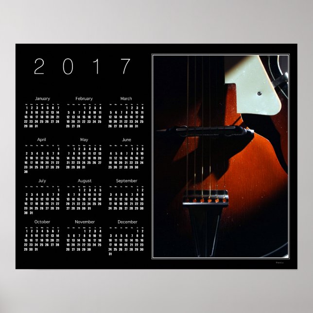 Póster de calendario Cuando mi guitarra duerme sua (Frente)