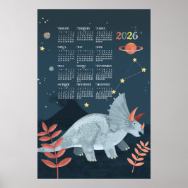 Póster de calendario de 2026 Triceratops 