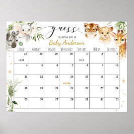 Póster de calendario de adivinanza de fecha de par