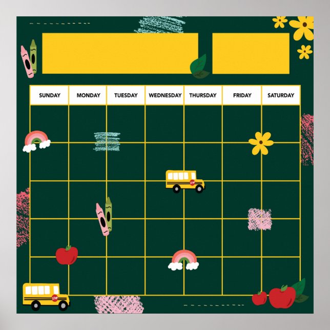 Póster de calendario de aula para maestros de memo (Frente)