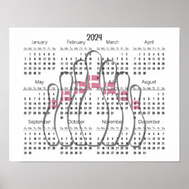 Póster de calendario de diseño de bolos 2024