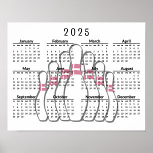 Póster de calendario de diseño de bolos 2025