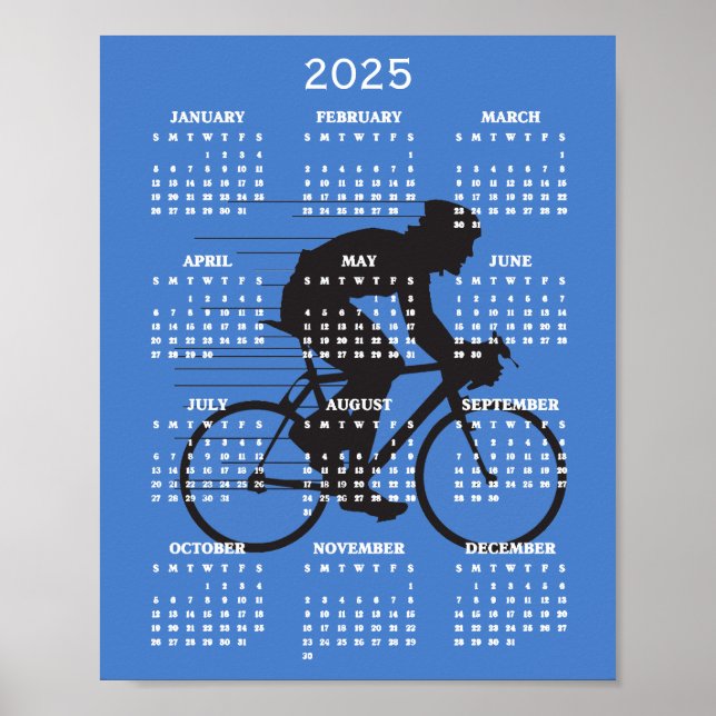 Póster de calendario de diseño de ciclismo 2025 (Frente)