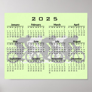 Póster de calendario de diseño de ciclismo 2025