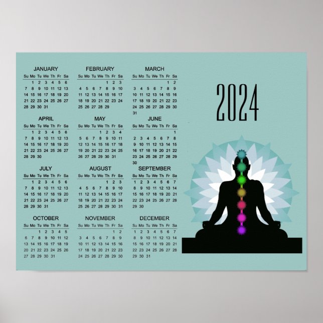 Póster de calendario de diseño de yoga de los siet (Frente)