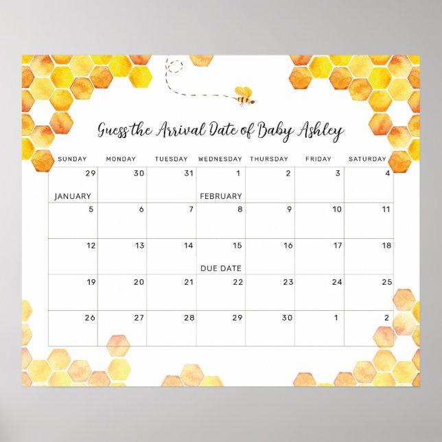 Póster de calendario de fecha probable de parto de (Frente)