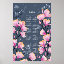 Póster de calendario de magnolia 2026