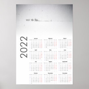 Póster de calendario de paisaje nevado 2022