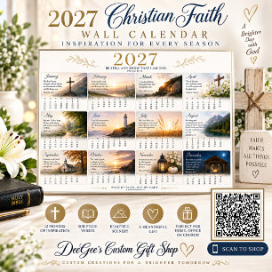 Póster de calendario de pared de fe cristiana 2027
