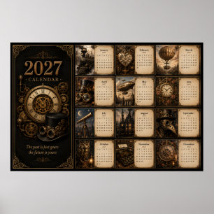 Póster de calendario de pared Steampunk 2027