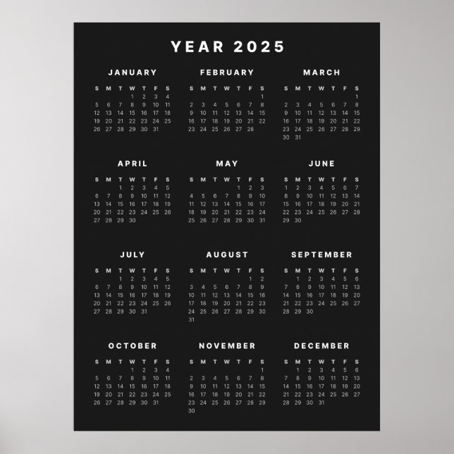Póster de calendario minimalista 2025 (Frente)