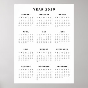 Póster de calendario minimalista 2025