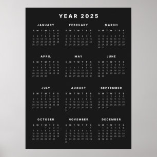 Póster de calendario minimalista 2025