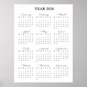Póster de calendario minimalista 2026