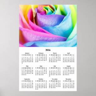Póster de calendario mural 2016 Rosa Arcoíris