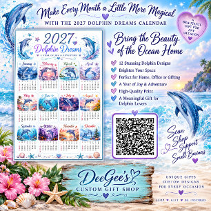 Póster de calendario mural 2027 Sueños de delfines