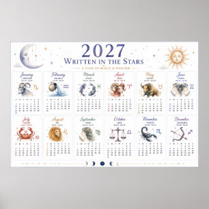 Póster de calendario mural astrológico de 2027