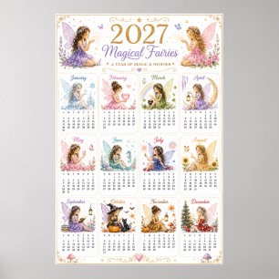 Póster de calendario mural de hadas mágicas 2027
