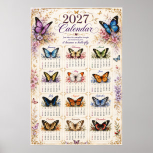Póster de calendario mural de mariposas 2027