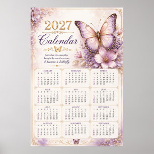 Póster de calendario mural de mariposas 2027