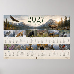 Póster de calendario mural de vida silvestre 2027