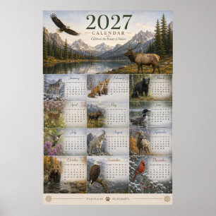 Póster de calendario mural de vida silvestre 2027