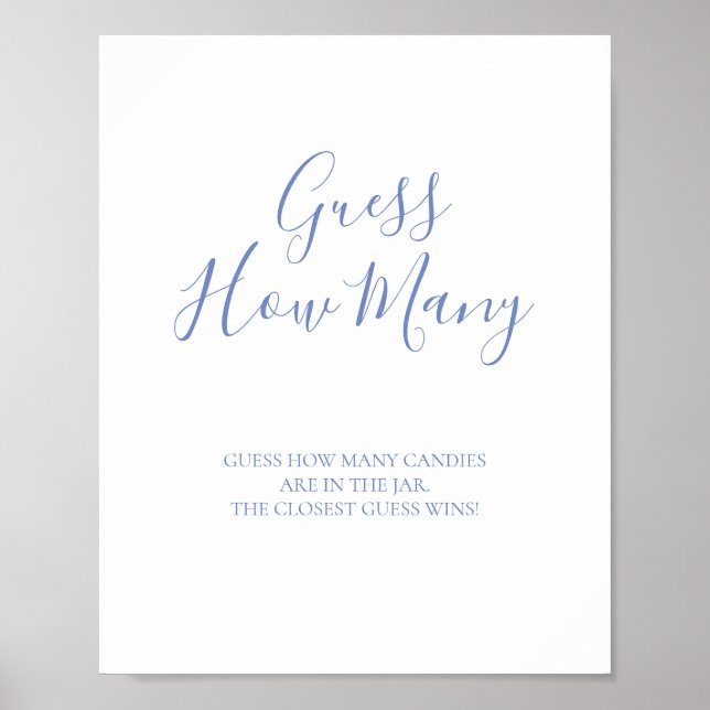 Póster de Caligrafía Azul Adivina Cuántos Besos (Frente)