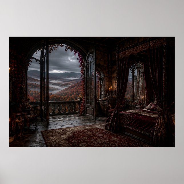 Póster de cama con dosel gótico de otoño (Frente)