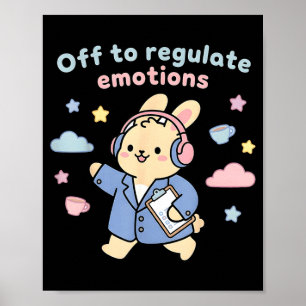 Póster De camino a regular las emociones conejo divertido