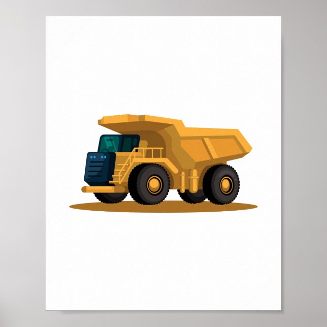Póster de camión de volteo amarillo Vehículo de co (Frente)