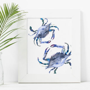 Poster de cangrejo azul costero de arte de la play