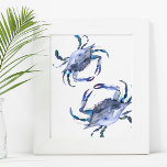 Poster de cangrejo azul costero de arte de la play<br><div class="desc">Trae un toque de encanto costero a tu dormitorio, sala de estar o espacio de huéspedes con esta impresionante pintura de cangrejo color agua. Con una réplica de mi cangrejo azul pintado a mano, este arte en la pared captura el espíritu del mar, lo que lo convierte en una adición...</div>