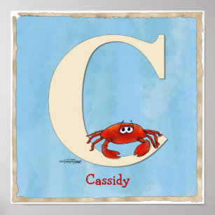 Poster de cangrejo impresiones náuticas ABC