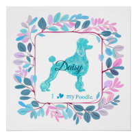Póster de Caniche Azul Pastel Elegante | Personali