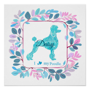Póster de Caniche Azul Pastel Elegante Personali
