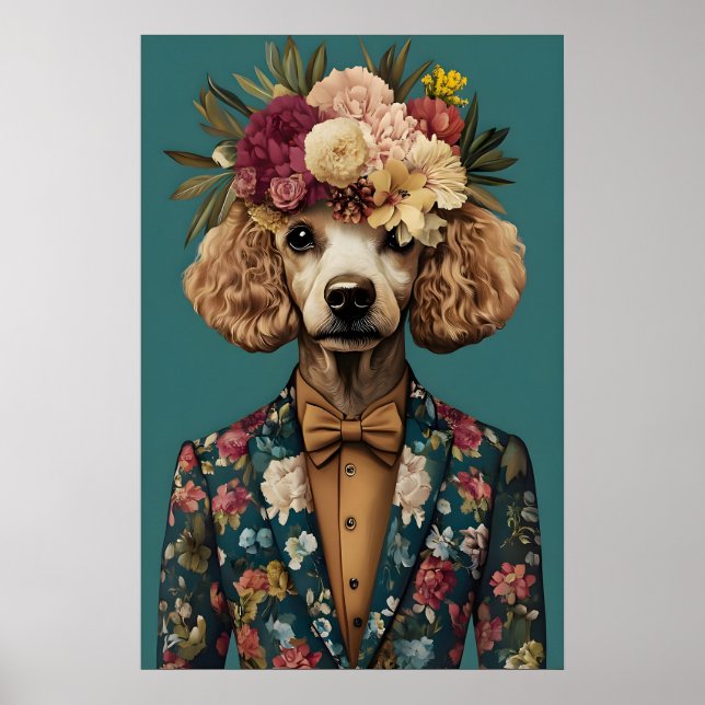Póster de Caniche con Traje, Retrato de Caniche, Ó (Frente)