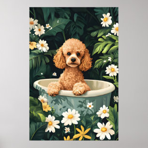 Póster de Caniche en Bañera, Póster Divertido de P