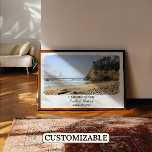 Póster de Cannon Beach Oregon, Acuarela, Personali