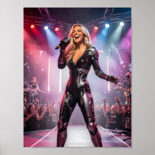 Póster de Cantante del Escenario Futurista Radiant