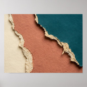 Póster de capas de papel rasgado de terracota y az