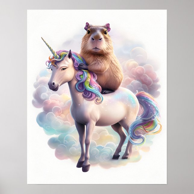 Póster de capibara en unicornio – Arte de fantasía (Frente)