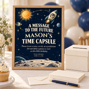Póster de cápsula del tiempo del cumpleaños del pe