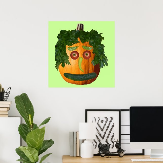 Póster de cara de calabaza sin cortar (Oficina en casa)