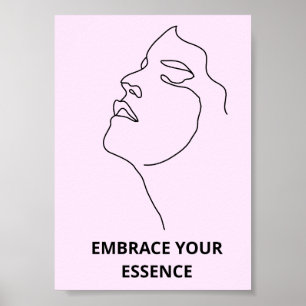 Póster de cara de mujer con arte de línea minimali