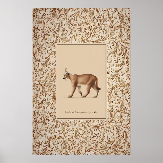Póster de caracal caminando Impresión neutral de v (Frente)