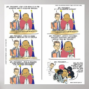 Póster de caricatura editorial divertida de Obama 