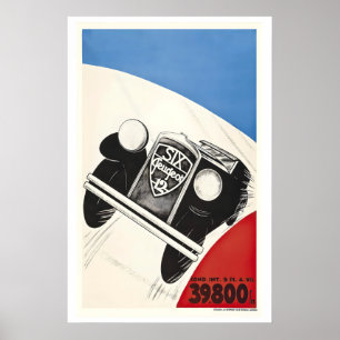 Póster de carreras de automóviles antiguos