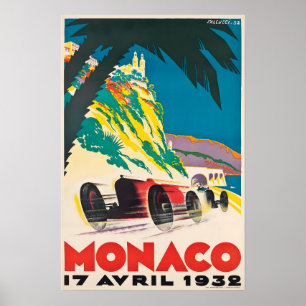 Póster de carreras de Mónaco Arte de coche de carr