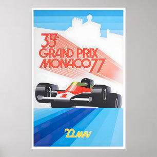 Póster de carreras de Mónaco Arte de coche de carr