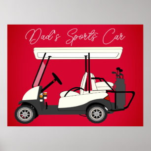 Póster de carrito de golf de coche deportivo de pa